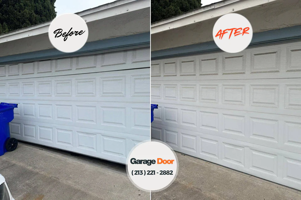 Before and after: garage door repair Anniston, AL